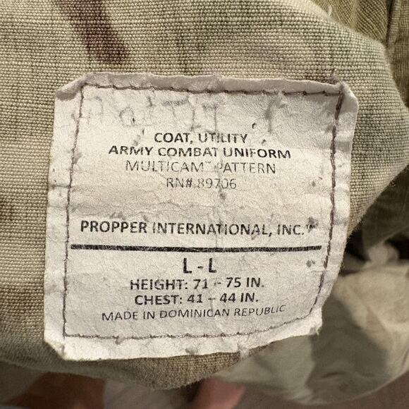 Propper Army Combat Uniform Coat Mens Large Multicam Camo Tactical Jacket LL - Picture 2 of 12